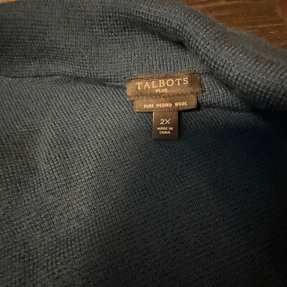 Talbots merino wool knit blazer cardigan size 2XL women’s blue green lagenlook m - Picture 5 of 9
